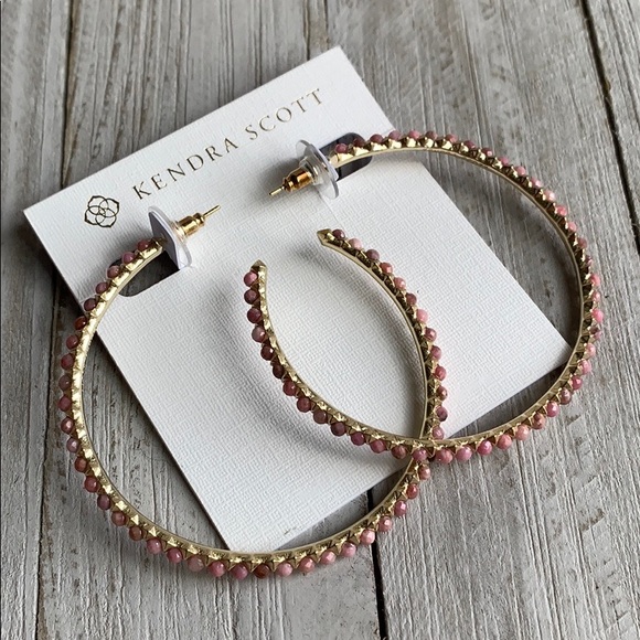 NEW Kendra Scott Pink Birdie Hoop Earrings - Picture 2 of 7